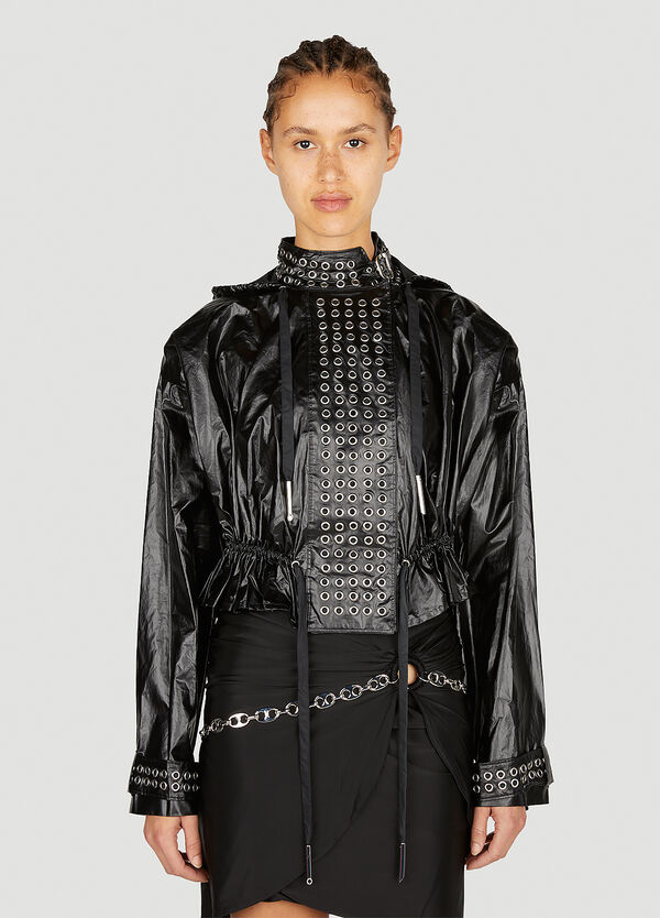 Rabanne Eyelet Biker Jacket Black pac0252010